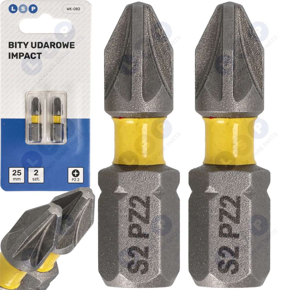 POZIDRIV PZ2 rázový bit 25 MM LSP NÁRAZOVÝ bit súprava 2 KS